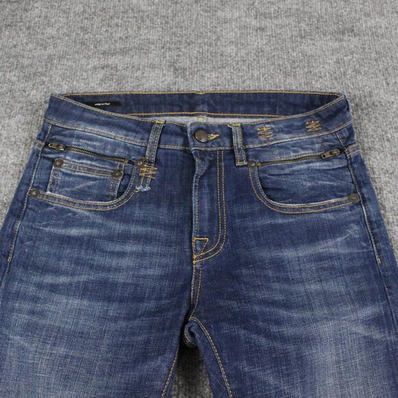 R13 Jeans Womens 27 Blue Biker Boy Howell Indigo Skinny Stretch Made Italy - Picture 4 of 16